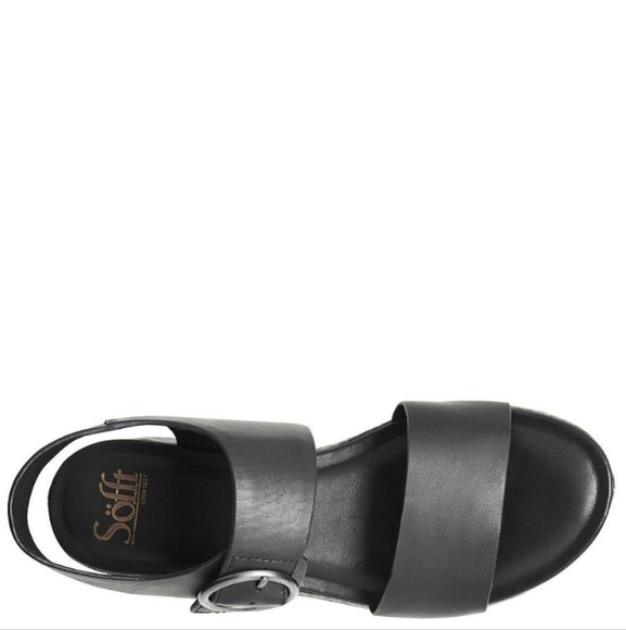 SOFFT Faedra Leather platform wedge sandals Black Size 8, 8 5M New - Picture 4 of 16